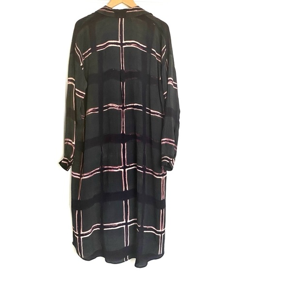 LAURA SIEGEL Moss Grid Silk Button Down Shirt Dress size Small - Picture 2 of 8